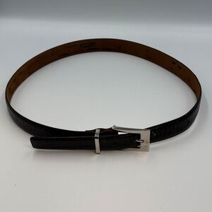 Brooks Brothers Mens Brown Leather Belt Made in Italy Croc Embossed Size M 38in